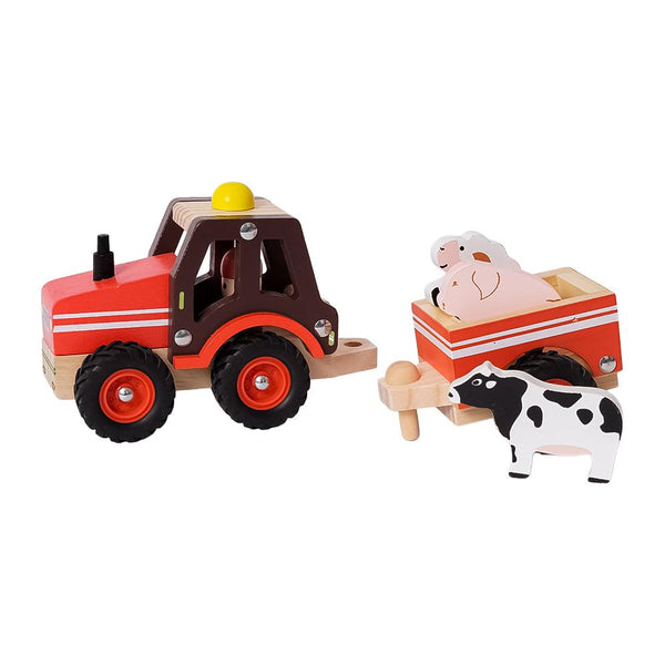 Houten Tractor Met Trailer En Dieren