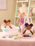 3 Pluchen Badpoppen in Mandje Roze | Lullababy