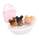 3 Pluchen Badpoppen in Mandje Roze | Lullababy