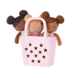3 Pluchen Badpoppen in Mandje Roze | Lullababy