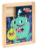 Houten schuifpuzzel monsters